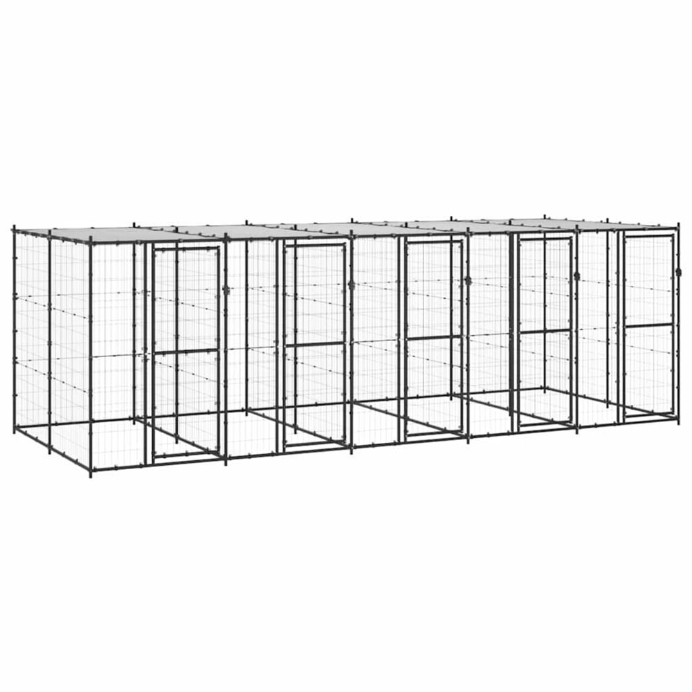 Chenil extérieur acier avec toit 12,1 m²