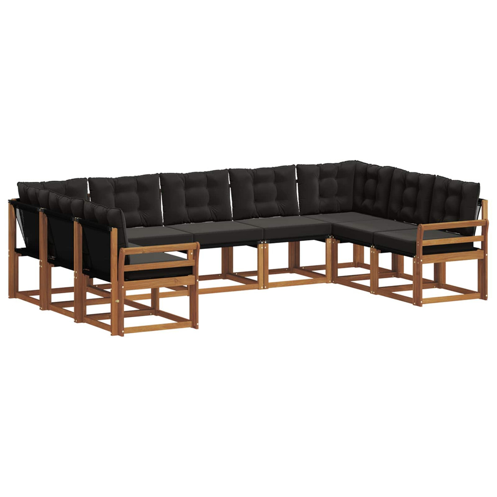 Ensemble de canapés d'extérieur 9 pcs naturel et noir