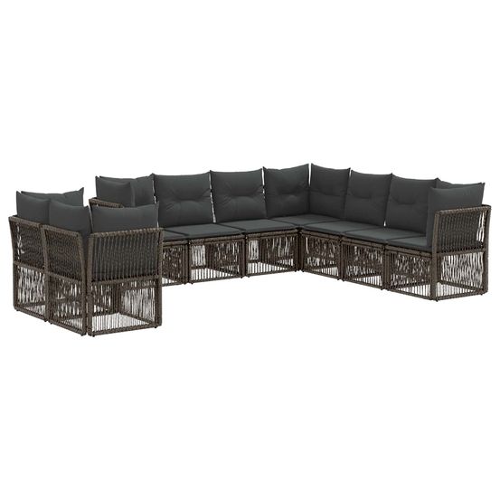 Ensemble de canapé de jardin 9 pc gris polyrotin