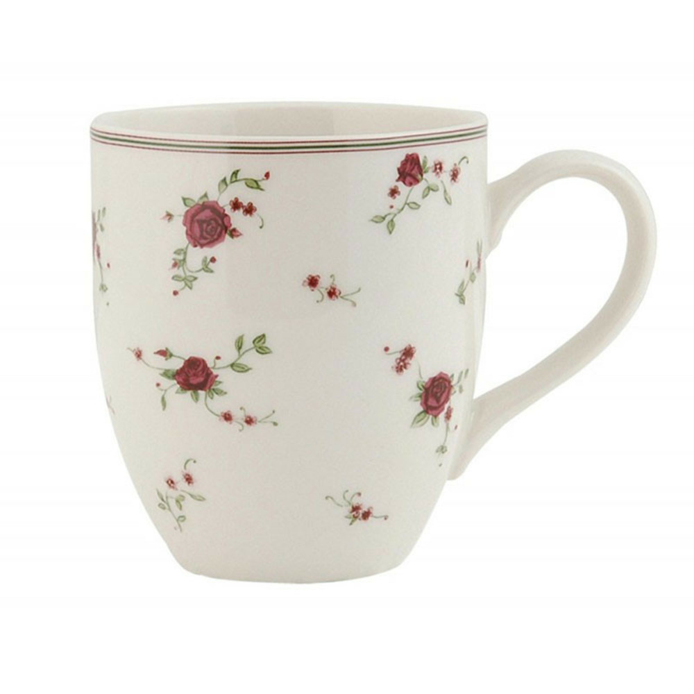 Mug beige en céramique motifs fleurs 11x8x9cm