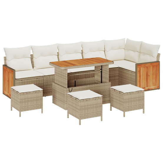 Ensemble de canapé de jardin avec coussin 10 pcs beige et crème