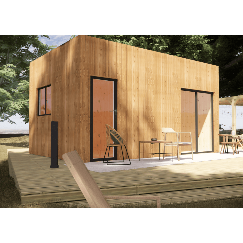 Bureau de jardin 4 saisons en bois 5,5 x 3,5 x 3,2 m / isolation re2020
