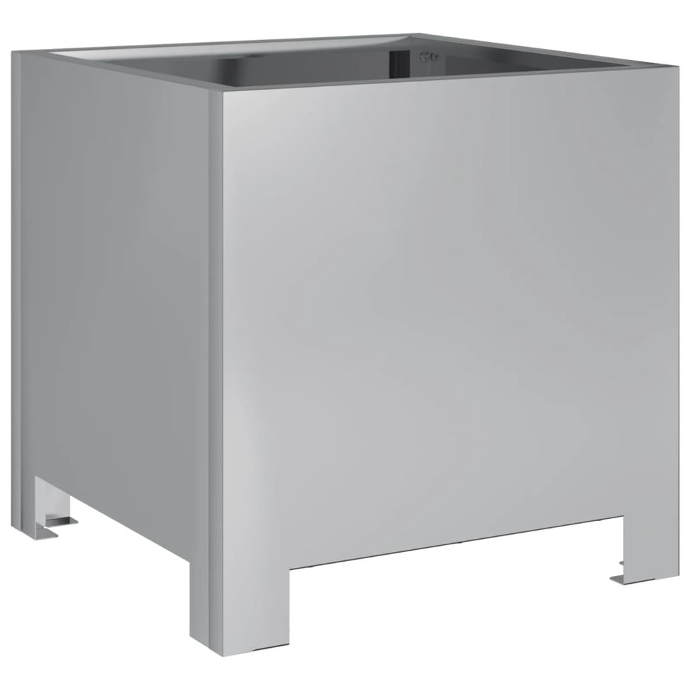 Jardinière bac lit surélevé plantes fleurs terrasse jardin 30 x 30 x 30 cm acier galvanisé argent