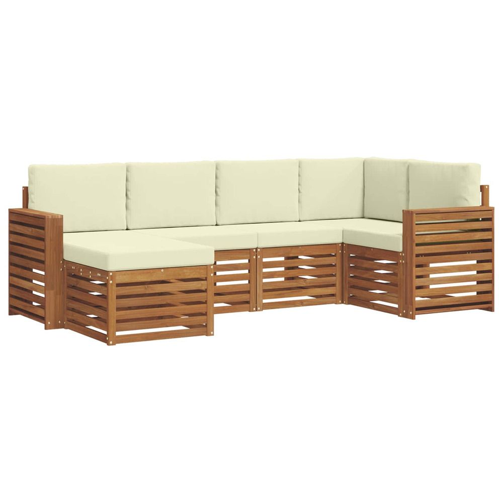 Ensemble de canapés d'extérieur 6 pc naturel et crème polyester