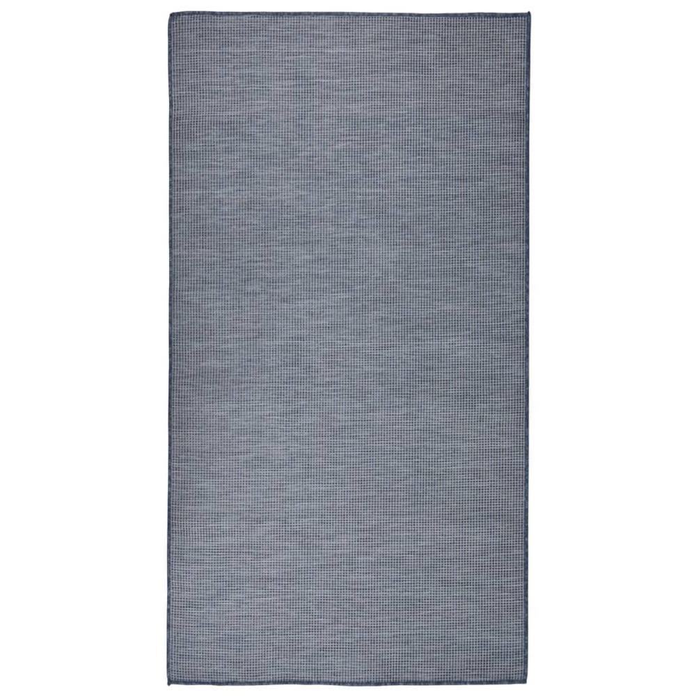 Tapis à tissage plat d'extérieur 80x150 cm bleu
