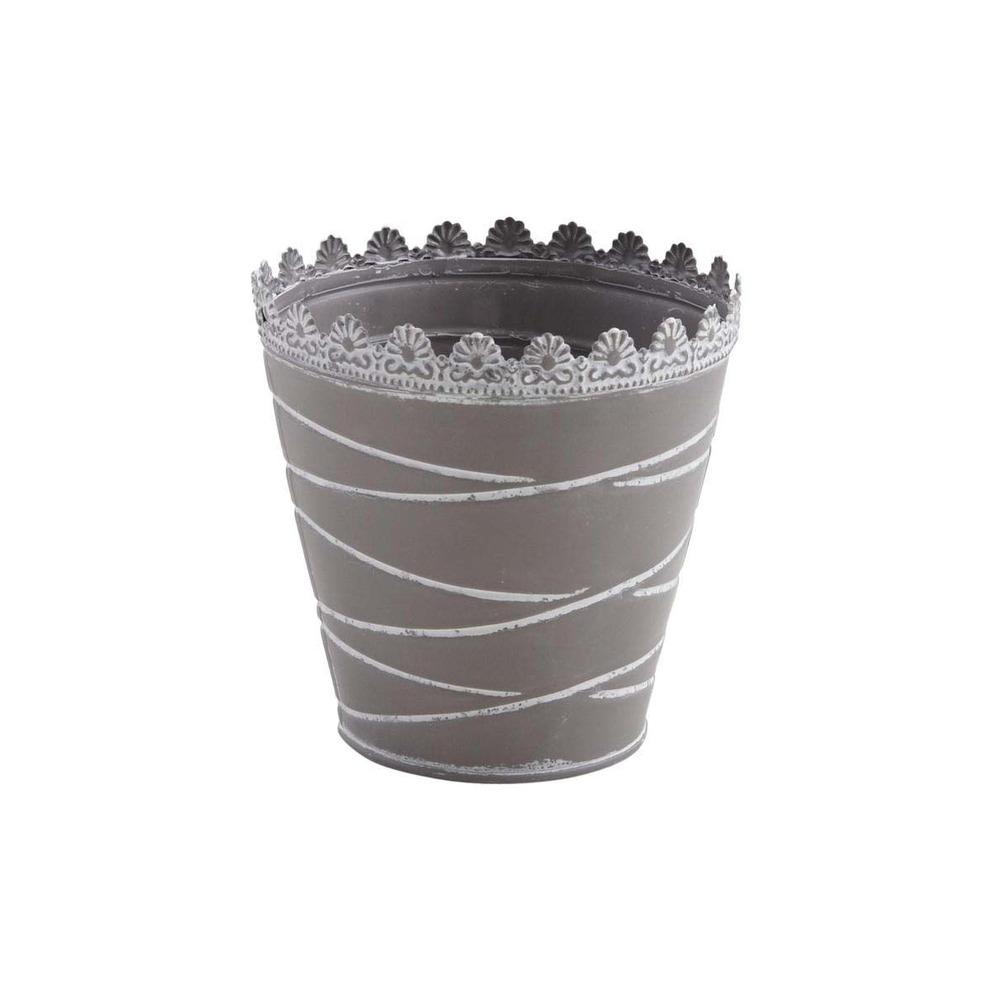 Cache-pot à rayures en métal laqué