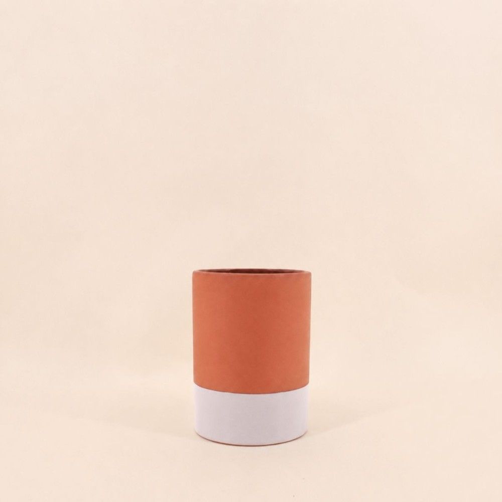 Vase tube en céramique bicolore 17cm