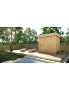 Cabine de sauna chêne clair extérieur prymula 4 places 253,8x203,8 x h.259 cm