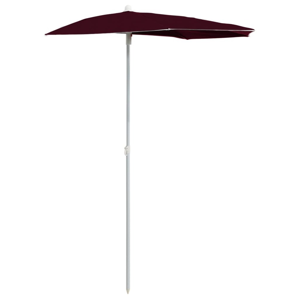 Demi-parasol de jardin avec mât 180x90 cm rouge bordeaux