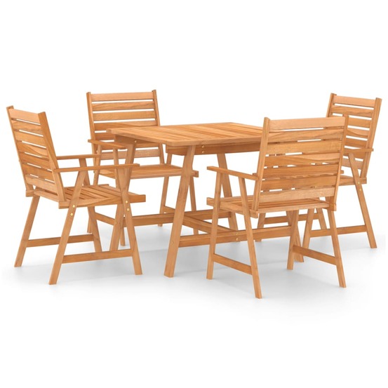 Mobilier de salle à manger de jardin 5 pièces bois d'acacia solide