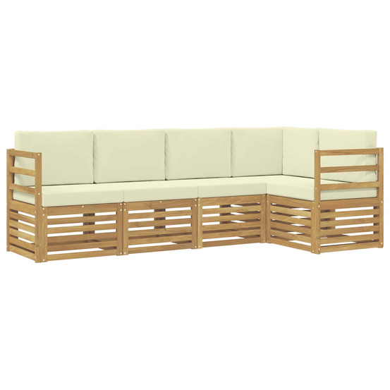 Ensemble de canapé d'angle avec coussin 5 pcs blanc et crème