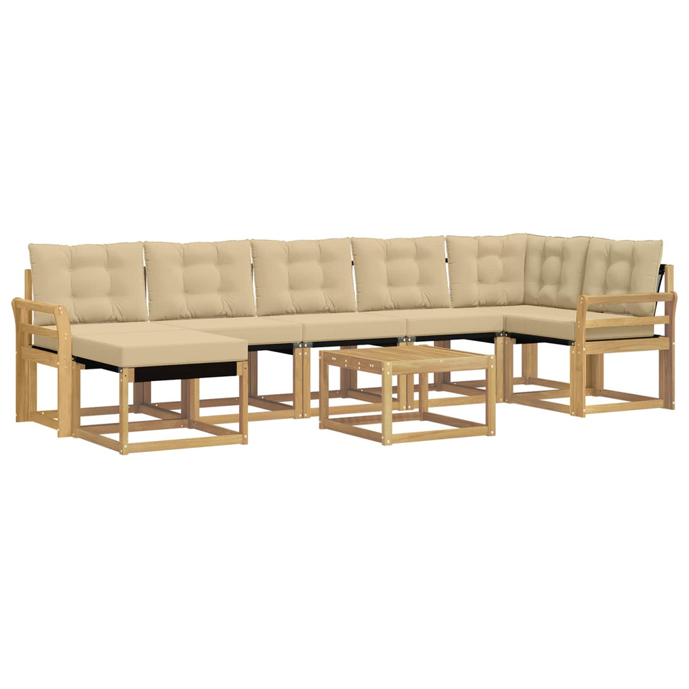 Ensemble de canapés d'extérieur 8 pcs blanc et beige