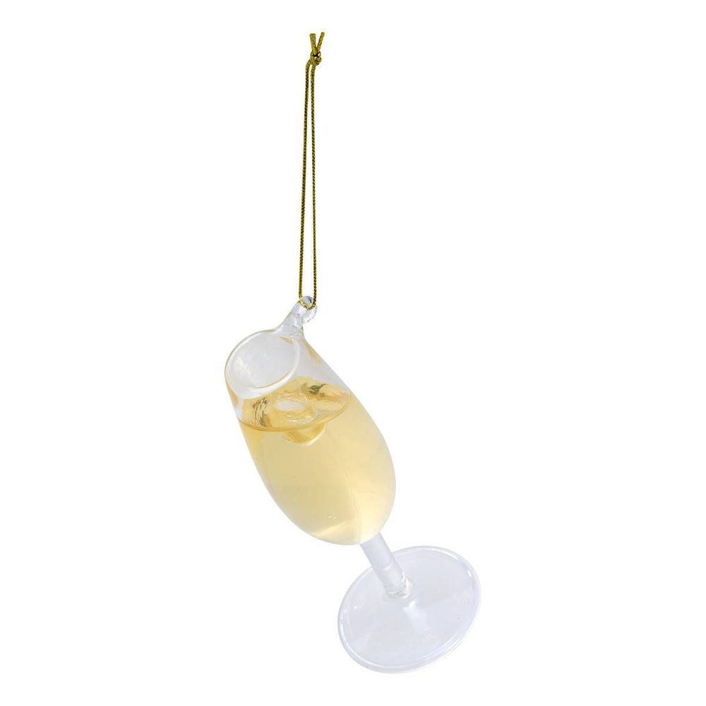 Suspension de sapin flûte effet liquide en verre doré 12 cm