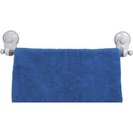 Porte serviettes abs/pvc 1 barre acier inoxydable sur ventouses - blanc