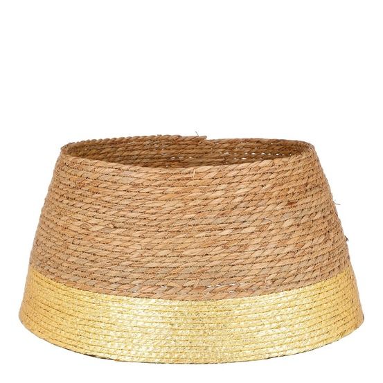 Mica decorations jupe de sapin de noël ø50 x h26 cm - cache pied en jonc de mer - or