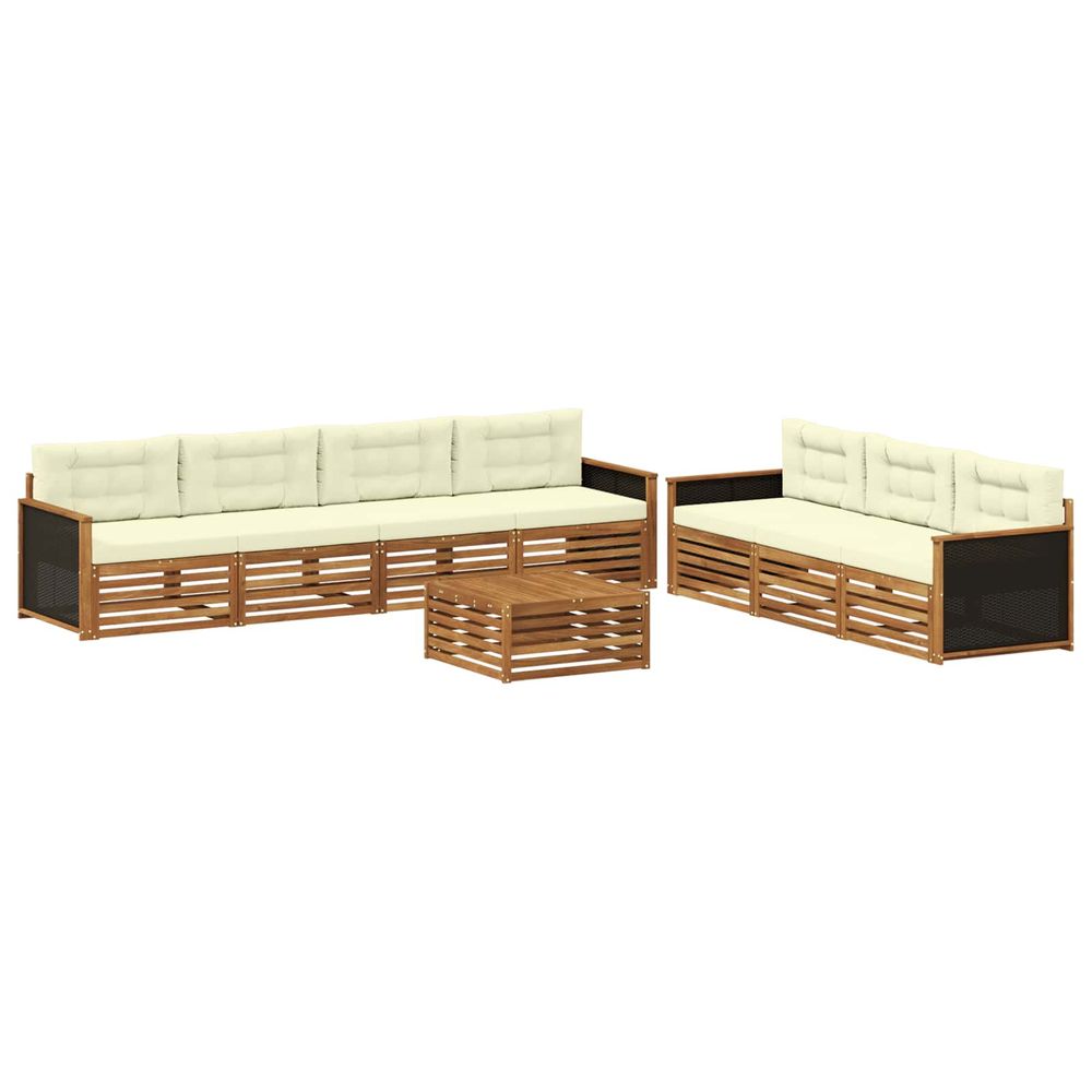Ensemble de canapés d'extérieur 8 pc naturel et crème polyester