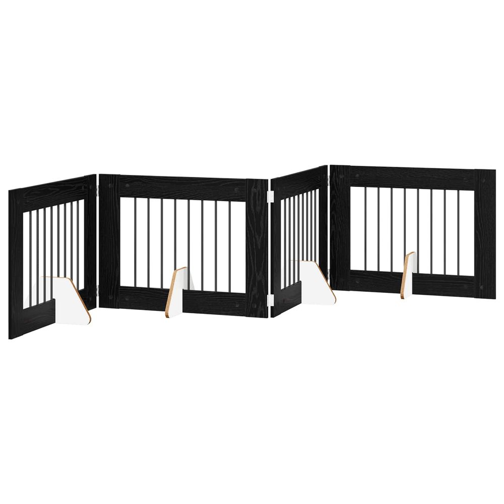 Porte de chien pliable avec supports 4 pc chêne noir 321 cm