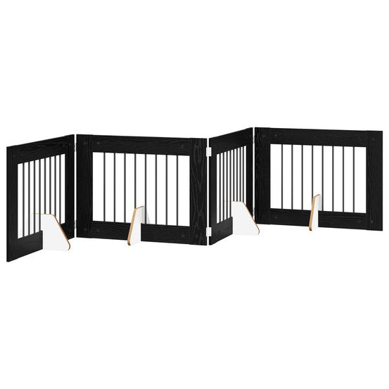 Porte de chien pliable avec supports 4 pc chêne noir 321 cm