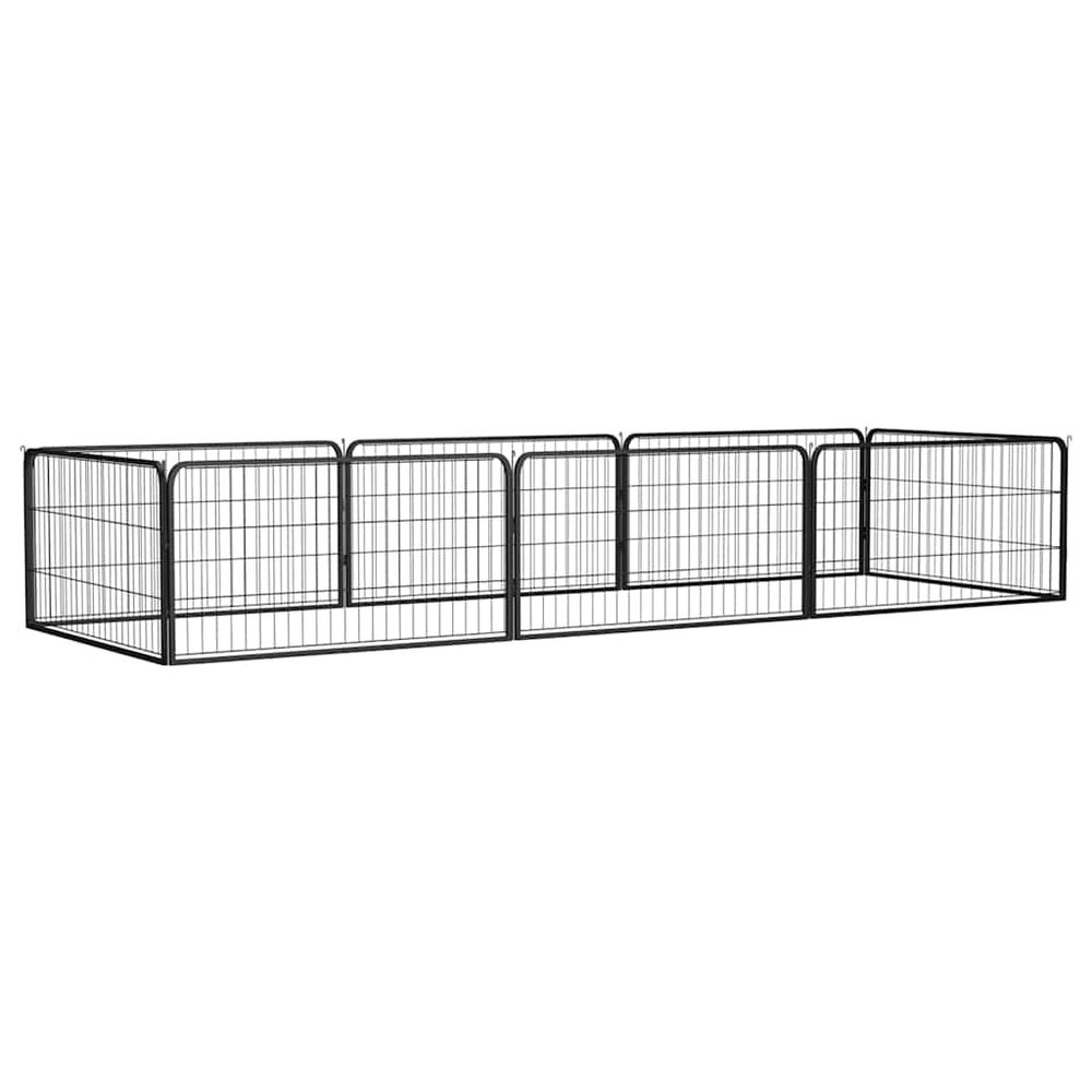 Parc chien 8 panneaux acier modulable pour jardin extérieur noir 100x50cm
