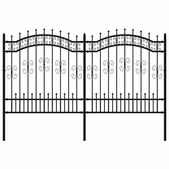 Clôture de jardin kampen avec pointe en forme de lance, acier noir 240 x 125 cm