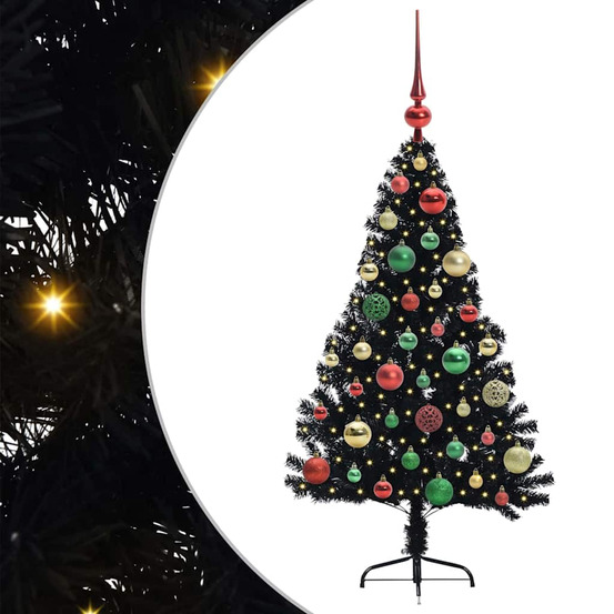 Sapin de noël artificiel pré-éclairé noir 120 cm pvc