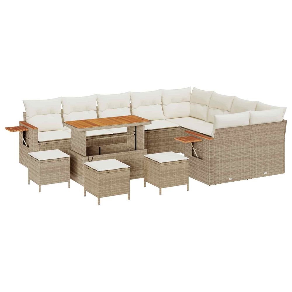 Ensemble de canapé de jardin 13 pc beige polyrotin