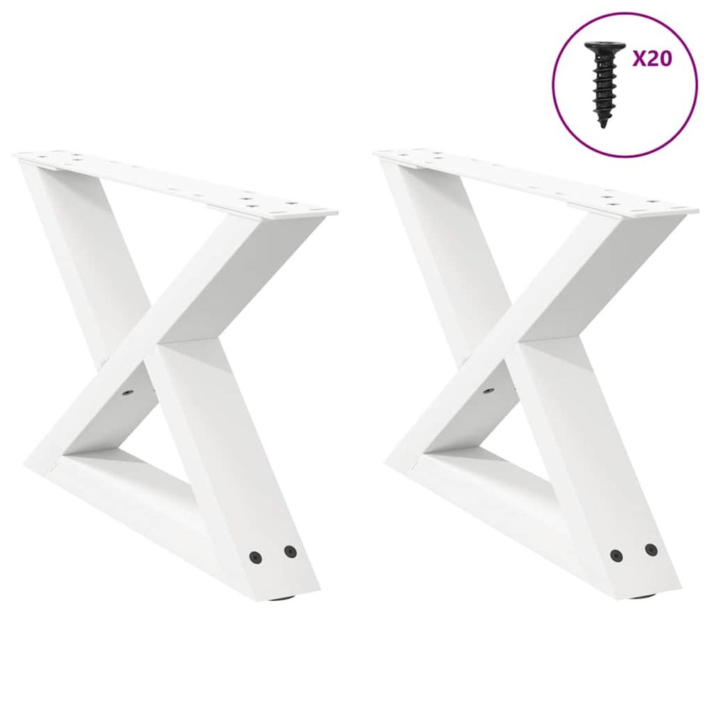 Pieds de table basse 2 pièces blanc 50 x (30-31,3) cm acier