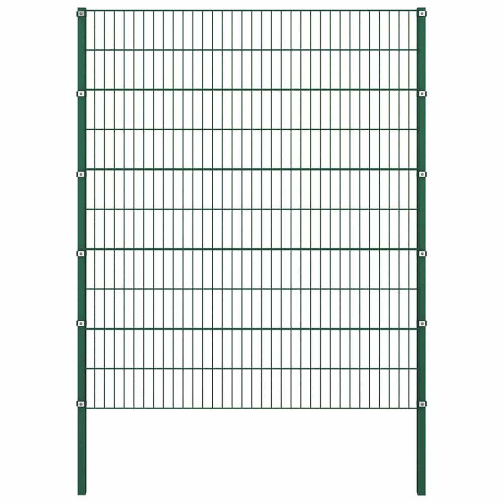 Panneau de clôture avec poteaux en fer 176,5 x 200 cm vert