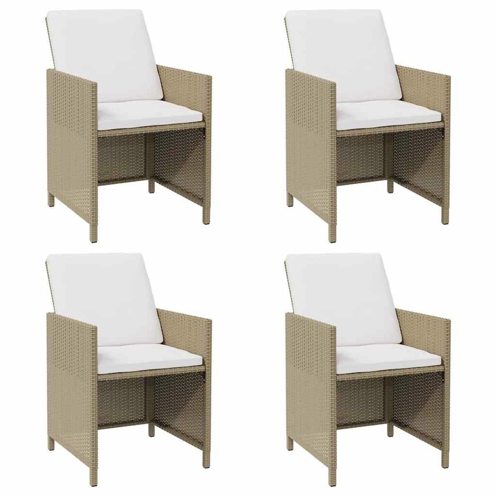 Chaises de jardin avec coussins lot de 4 résine tressée beige