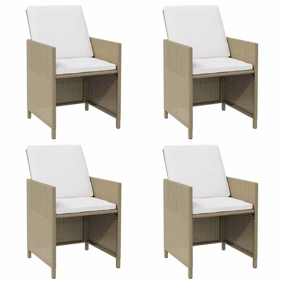 Chaises de jardin avec coussins lot de 4 résine tressée beige