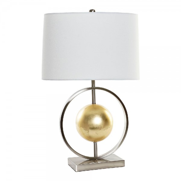 Lampe de bureau  blanc argent polyester métal doré (40 x 22 x 64 cm)