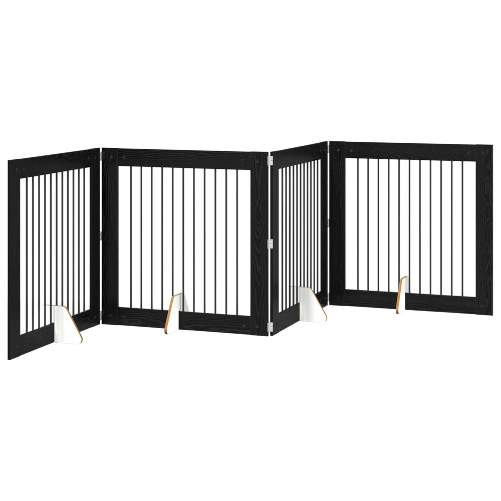 Porte de chien pliable avec supports 4 pc chêne noir 401 cm