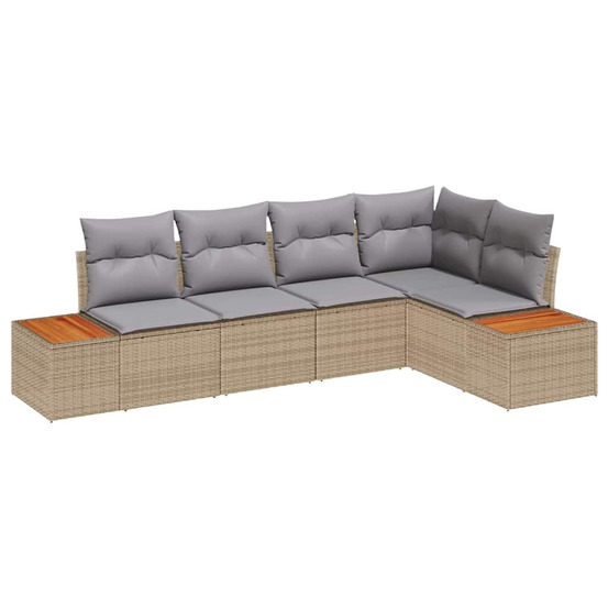 Ensemble de canapé de jardin 5 pcs beige et gris clair