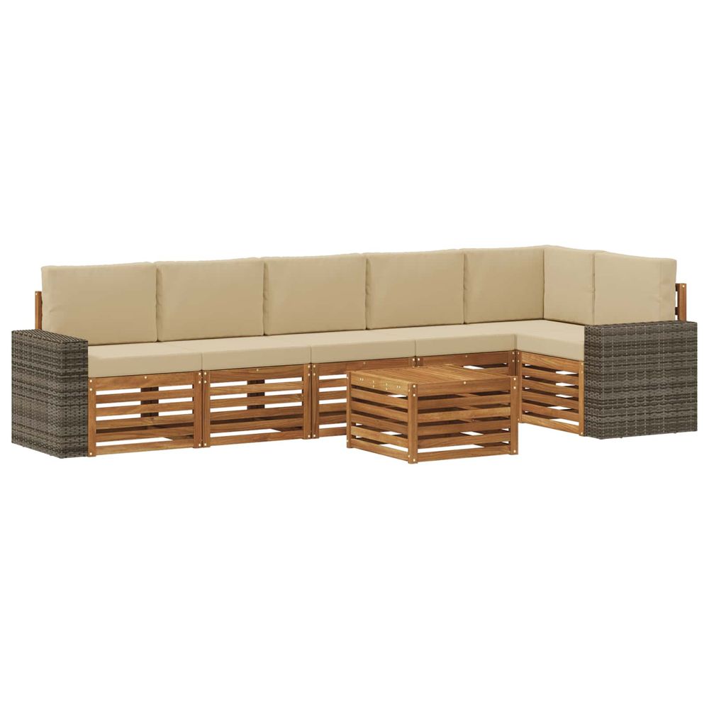 Ensemble de canapés d'extérieur 7 pc naturel et beige polyester