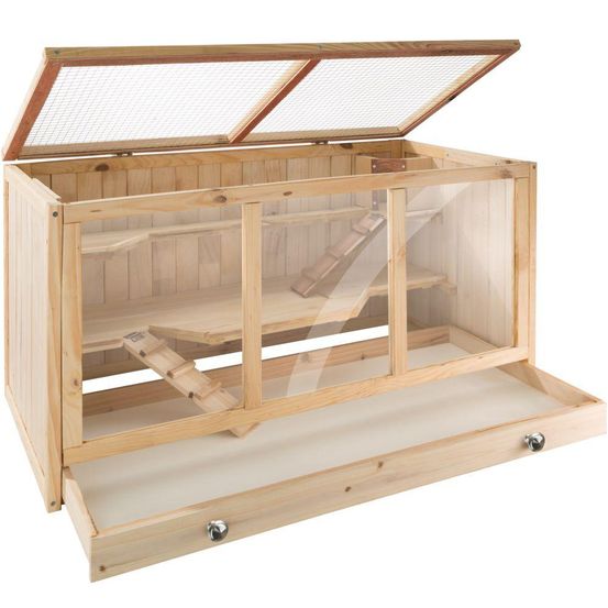 Cage à hamster cochon d’inde petits rongeurs en bois plusieurs étages avec rampes tiroir intégré pour un nettoyage facile 95