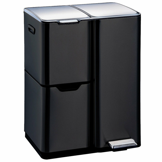 Poubelle pédale tri sélectif haja noir 60l