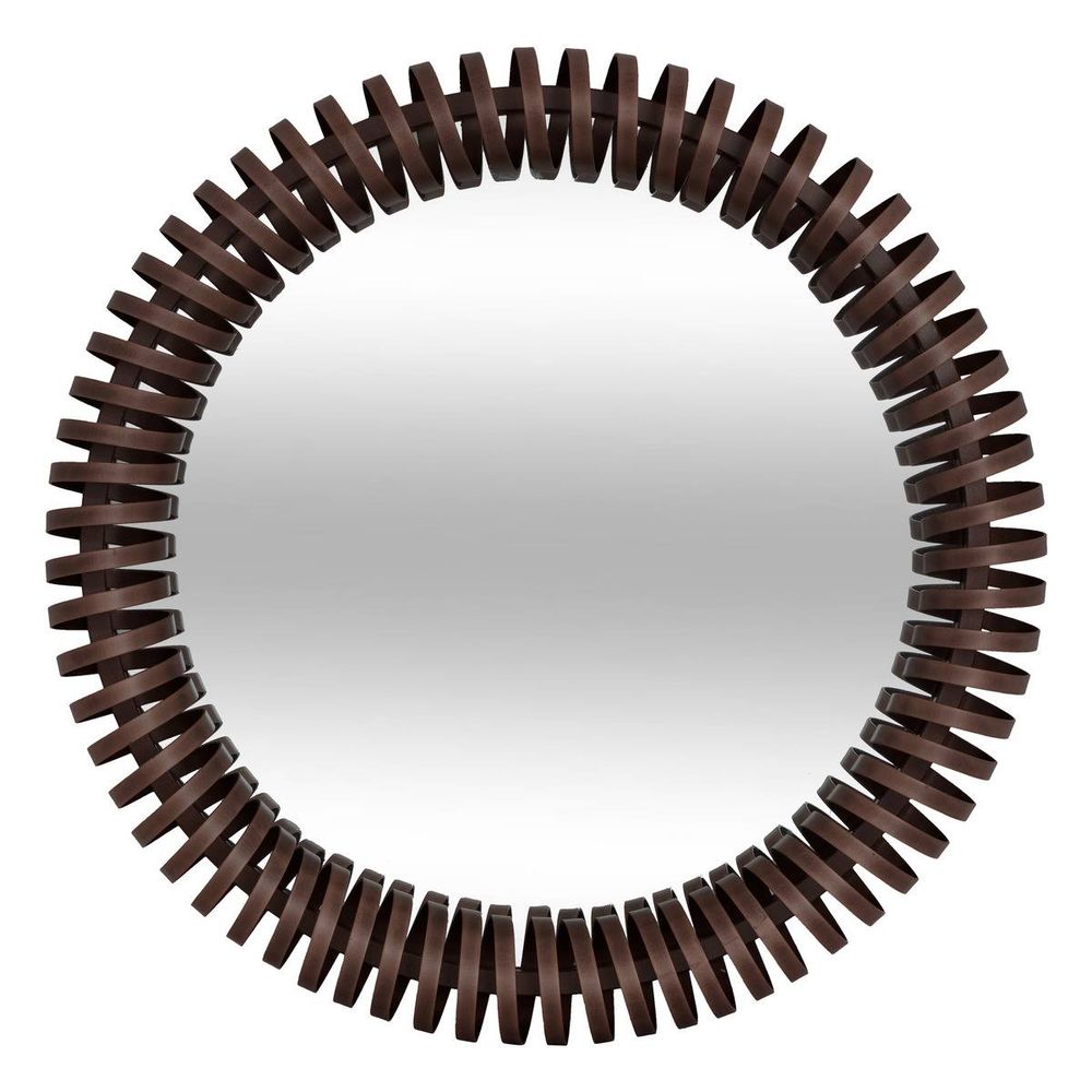 Miroir rond barrel d.61cm marron métallisé
