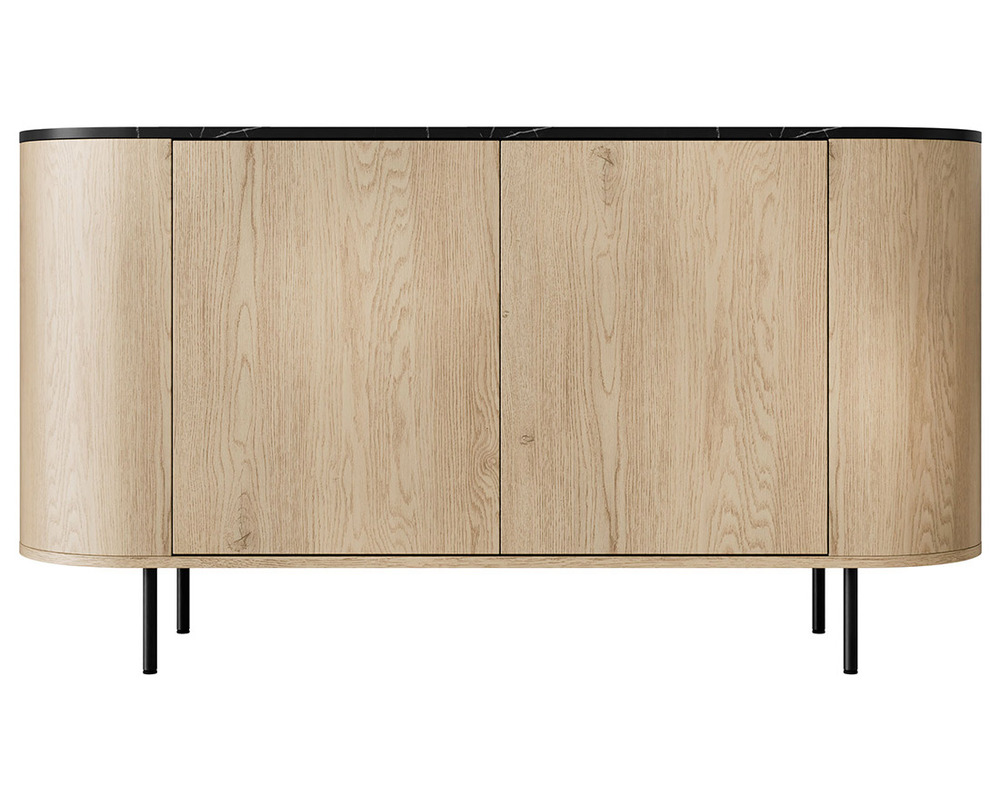 Sansa - buffet bas 139 cm - 2 portes et 1 étagère - plateau effet marbre