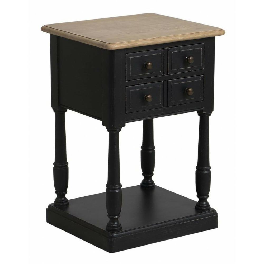 Table de chevet 2 tiroirs bois noir - manoir interior's