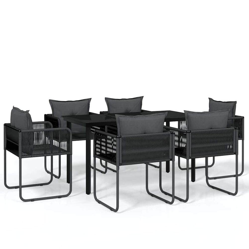 Ensemble à manger de jardin 7 pcs noir