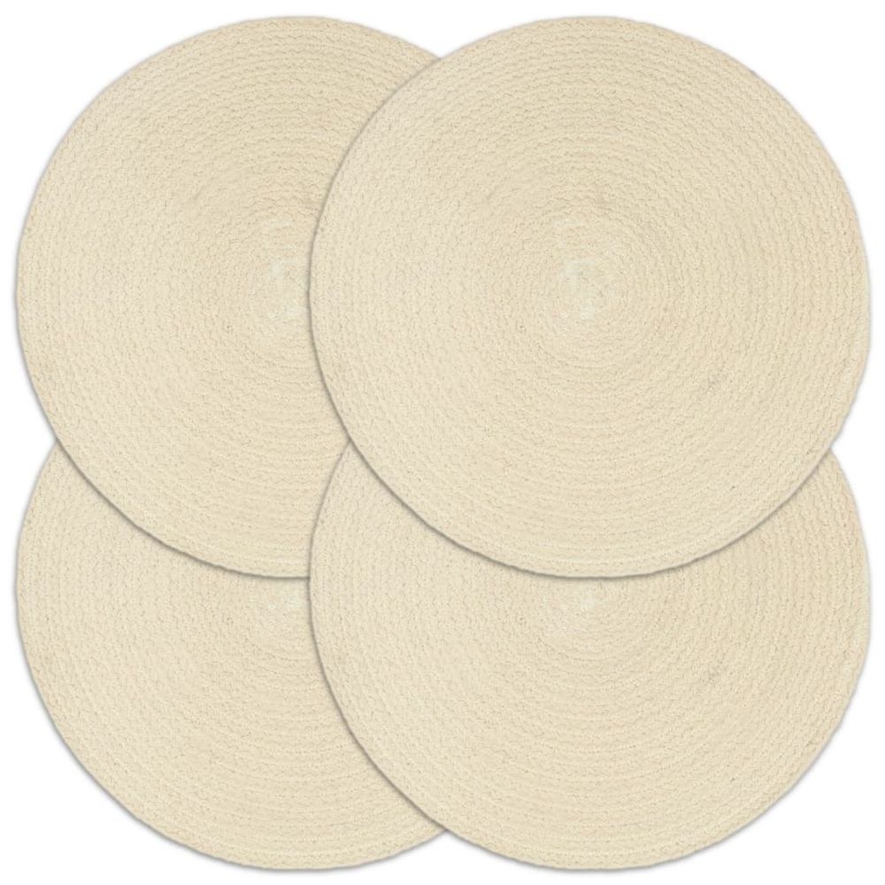 Napperons 4 pcs Naturel 38cm Rond Coton