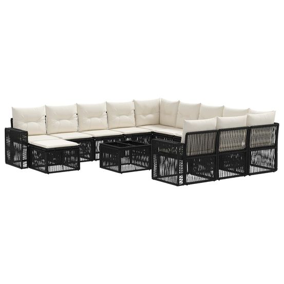 Ensemble de canapé de jardin 13 pc noir et blanc crème