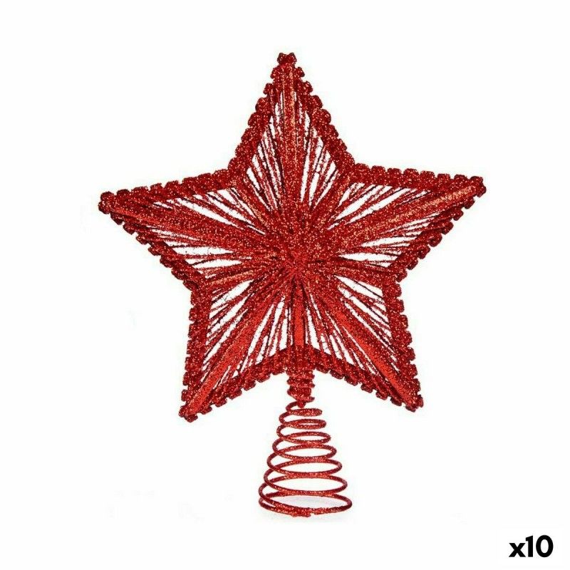 Étoile de noël rouge acier plastique 20x5x25cm - lot de 10