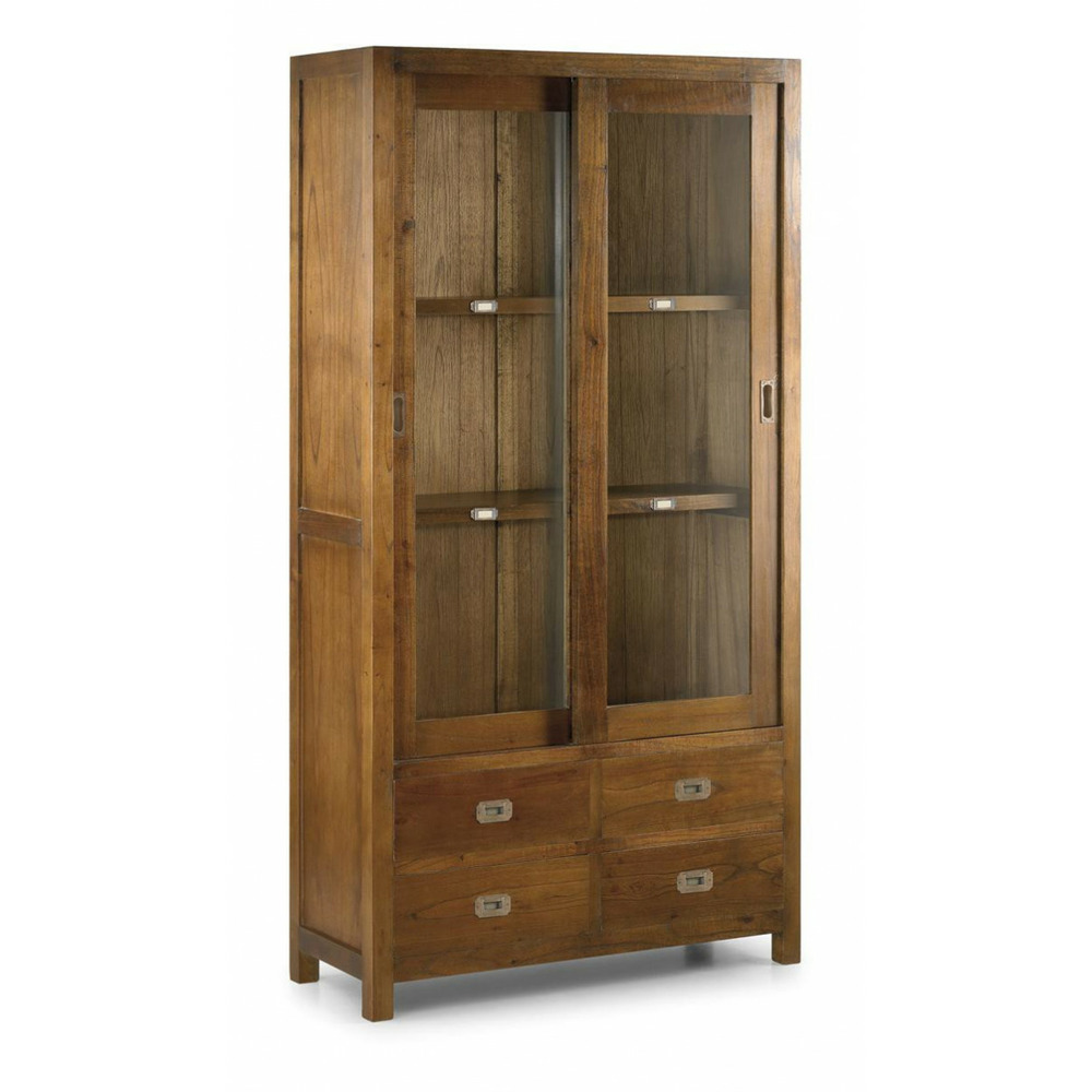 Vaisselier 4 tiroirs bronze bois marron - onéline décoration d'autrefois