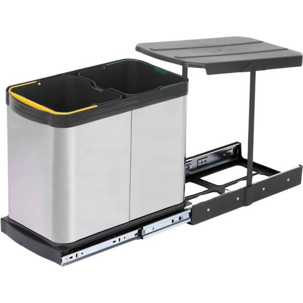 Poubelle de recyclage extraction manuelle 2 bacs 12 litres recycle