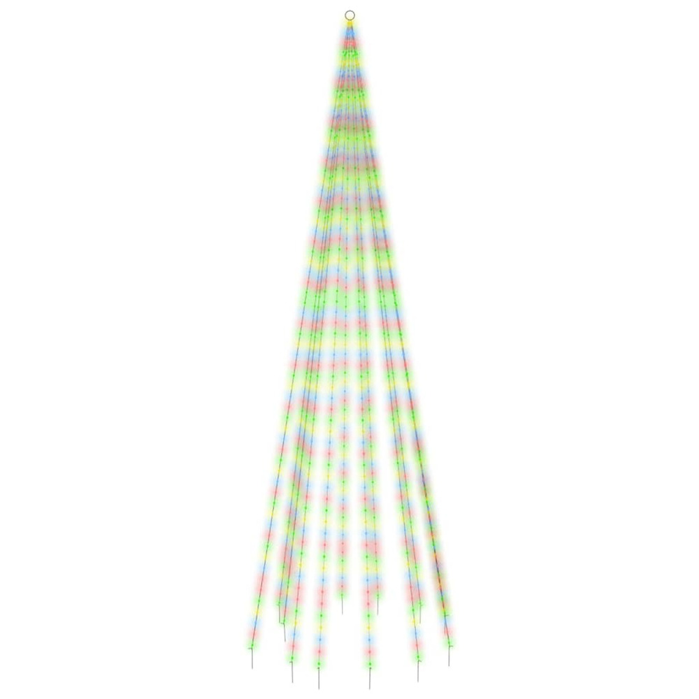 Sapin de noël sur mât de drapeau 732 led colorées 500 cm
