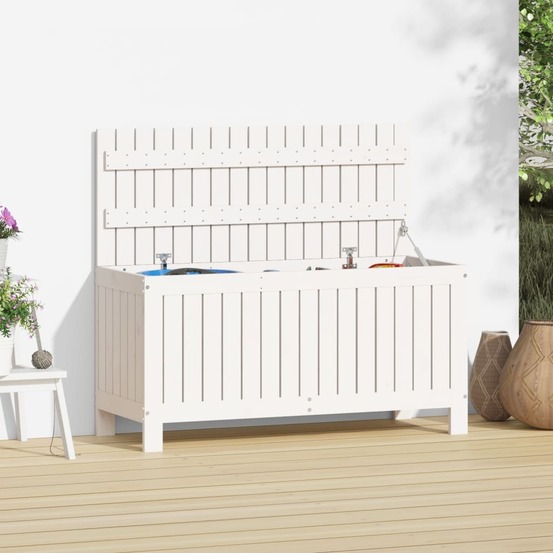 Boîte de rangement de jardin blanc 108x42,5x54 cm bois de pin
