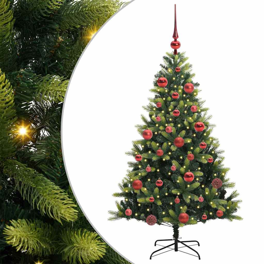 Arbre de noël artificiel à charnières 150 led vert 150 cm