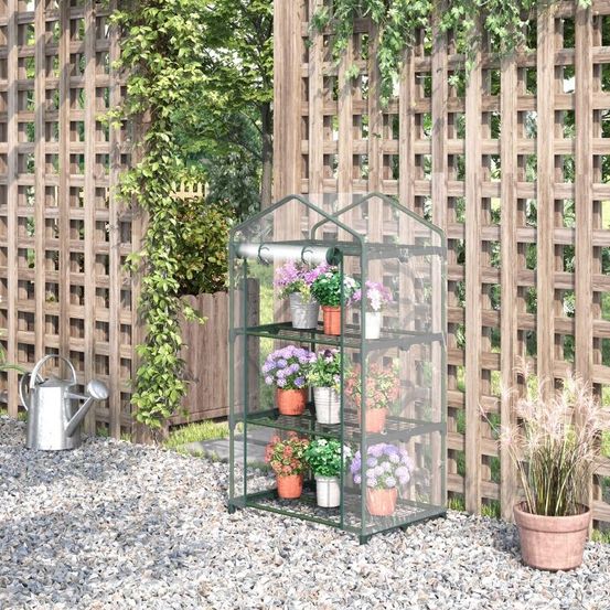 Mini serre de jardin 3 niveaux métal thermolaqué 69 x 49 x 125 cm vert culture protégée - comfortxl outdoor living