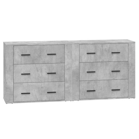 Buffets 2 pcs gris béton bois d'ingénierie